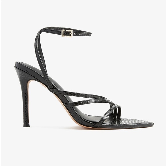 Textured Strappy Pointed Toe Heels - Picture 1 of 4